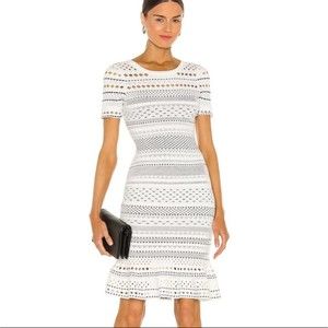 Milly Geo Jacquard Knit Flounce Midi Dress | Size: S